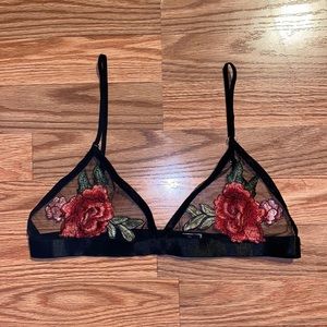 TopShop Black festival bralette w/ floral details